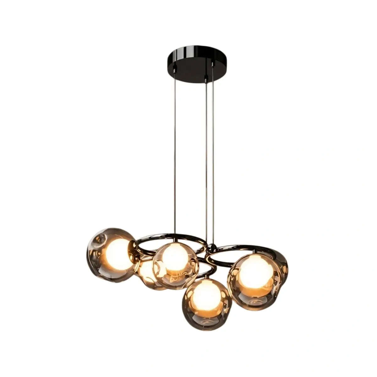 Modern Pendant Light — Iron & Glass Black Smoke Grey